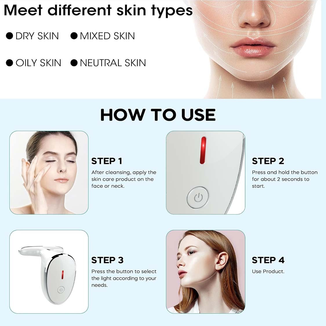 LED Facial Light Therapy Wand